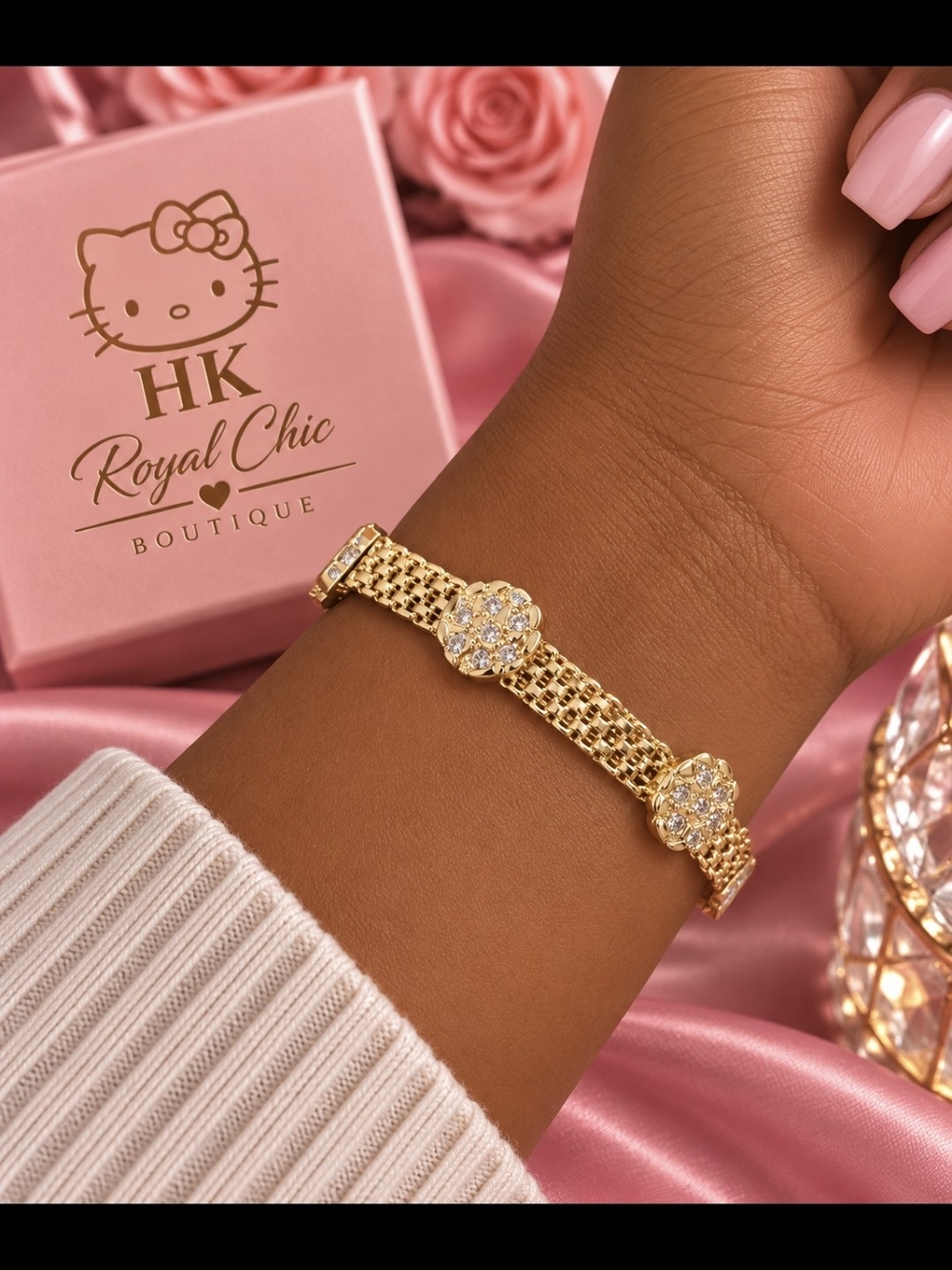 Gold Crystal Flower Bracelet